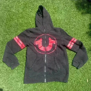 True Religion Logo Black Zip Up Hoodie